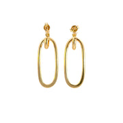 15850022597. 14k Solid Gold Flat Oval Hollow Dangle Earrings