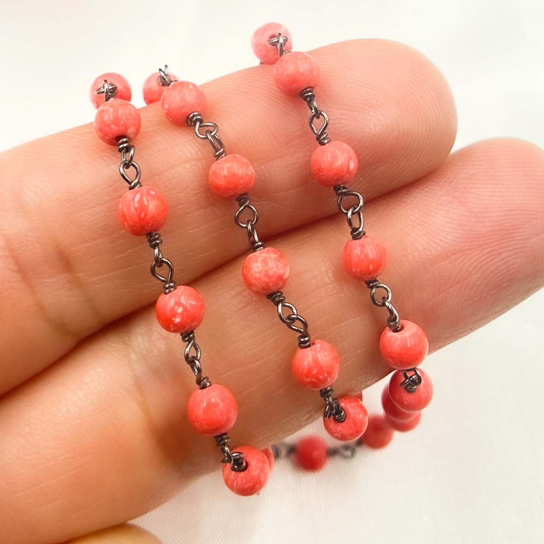 Red Coral Wire Wrap Chain
