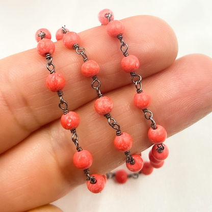 Red Coral Wire Wrap Chain