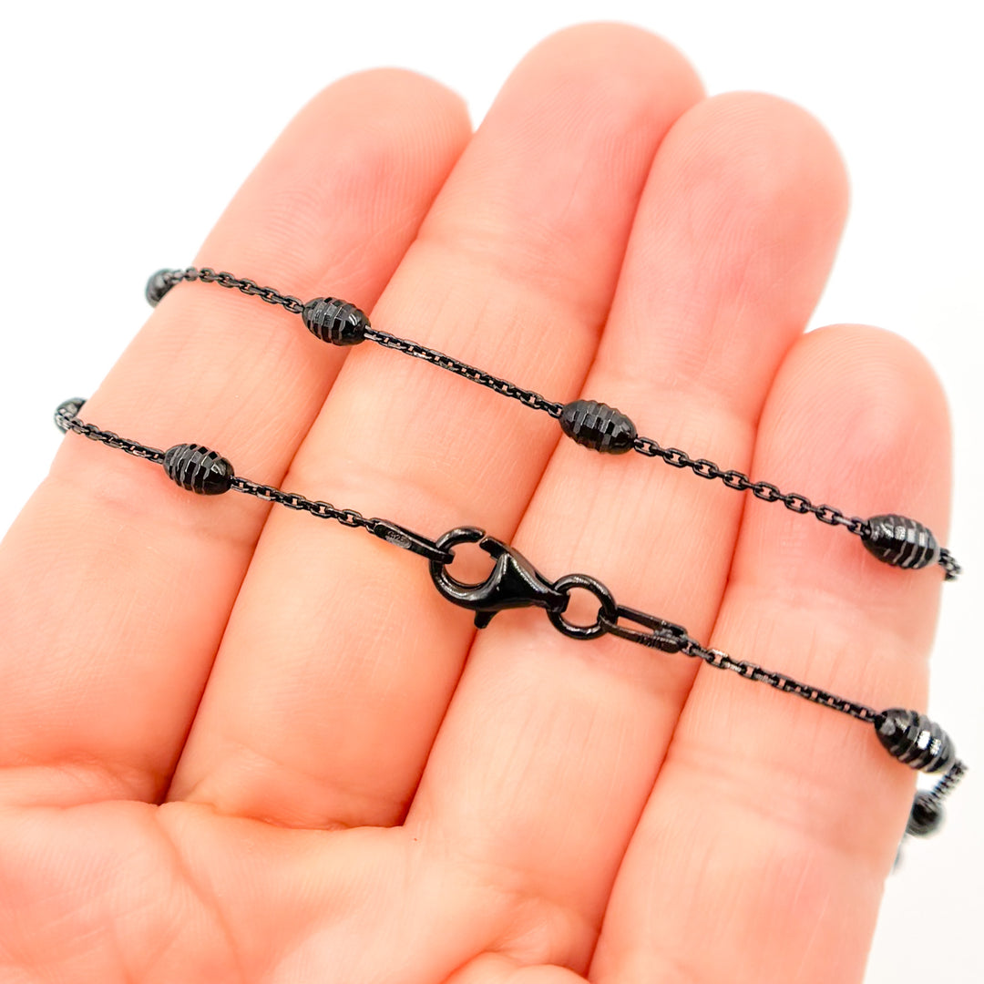 Black Rhodium Sterling Silver Satellite Necklace