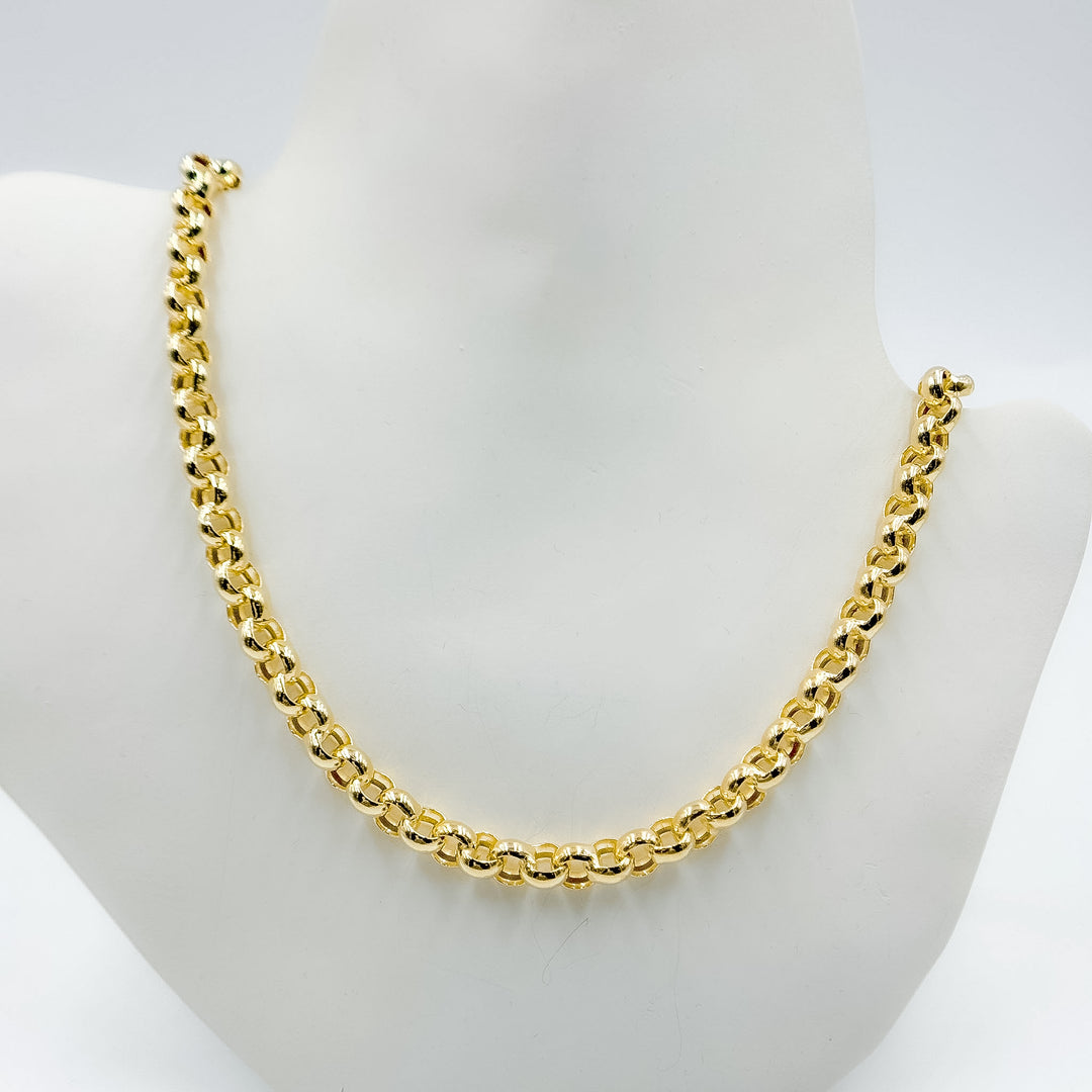 000HVR0534000. 14K Solid Yellow Gold Round Rolo Hollow Chain Necklace