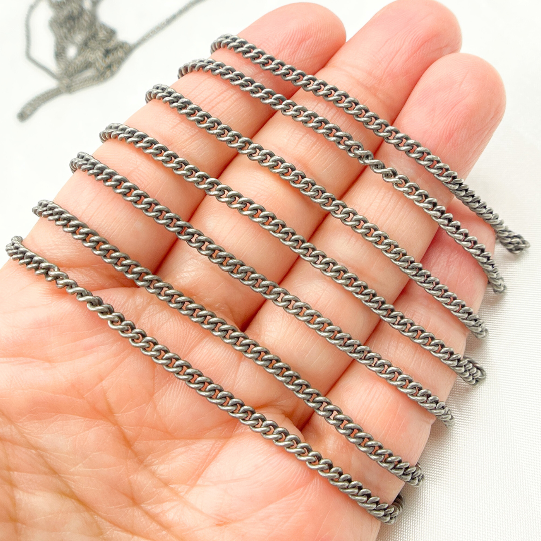 Oxidized 925 Sterling Silver Curb Chain. X19OX