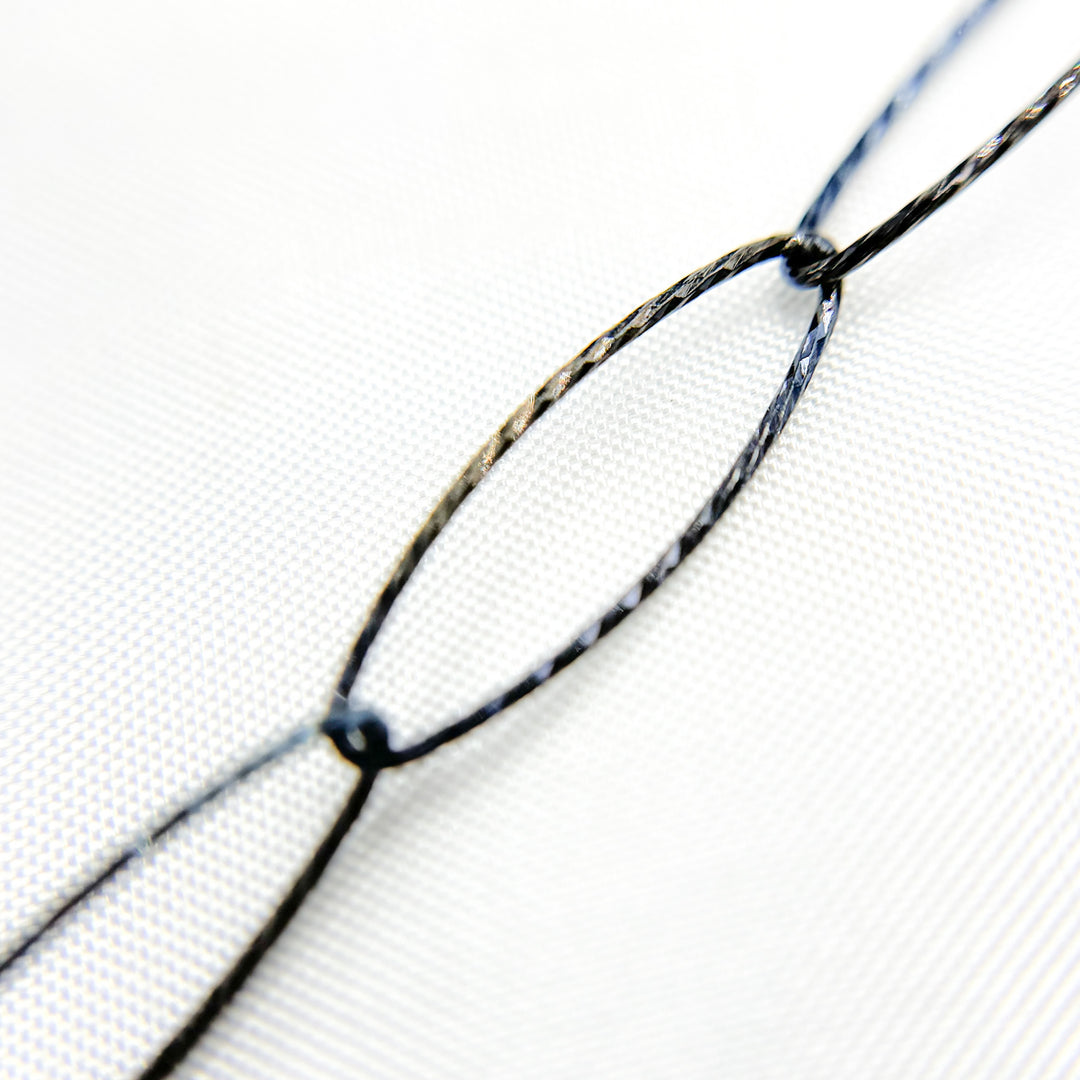 Black Rhodium Sterling Silver Diamond Cut Oval Link Chain