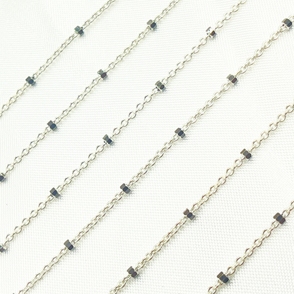terling Silver Satellite Black Cube Chain