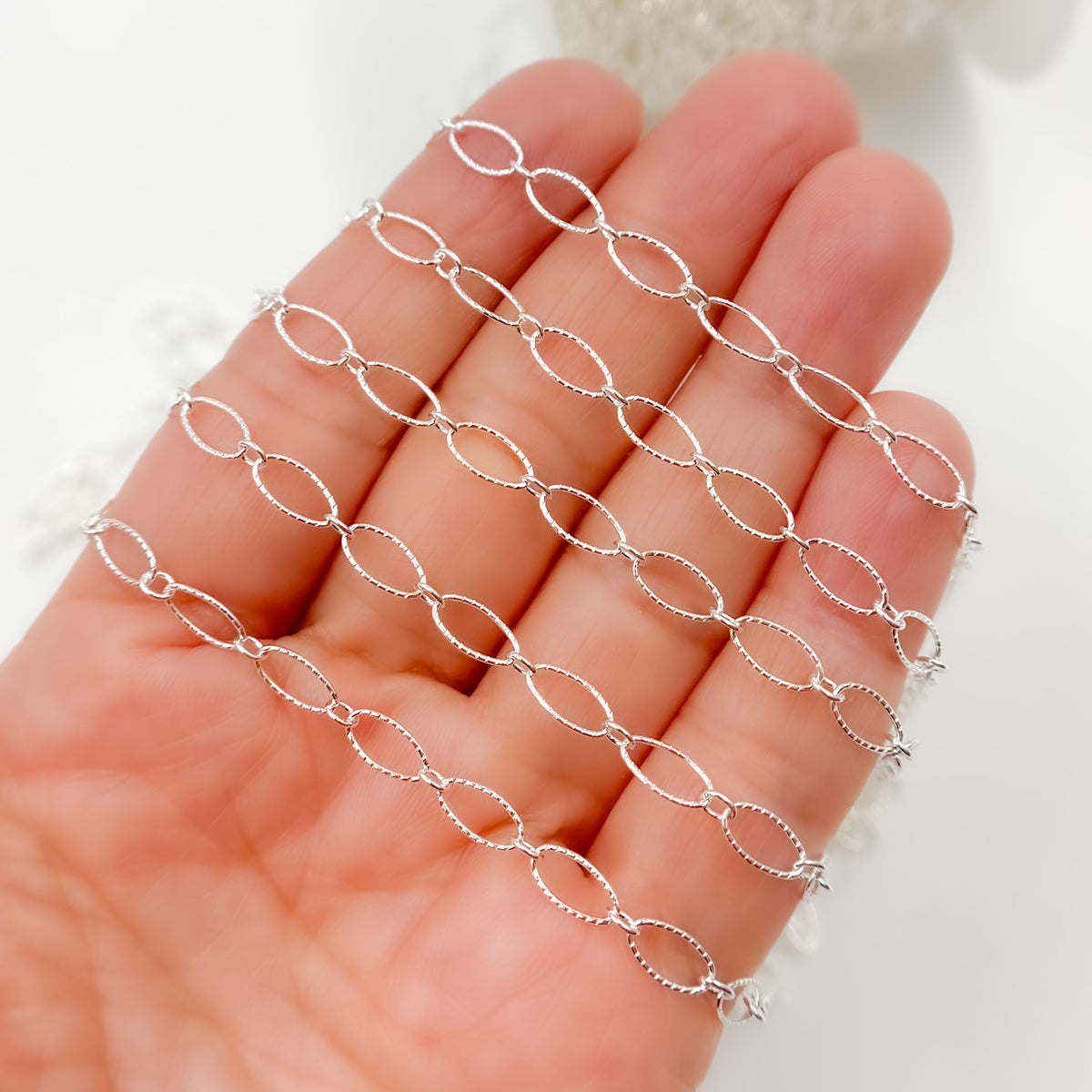 Sterling Silver Twisted Oval & Round Link Chain