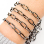 Black Rhodium Sterling Silver Oval Link Chain