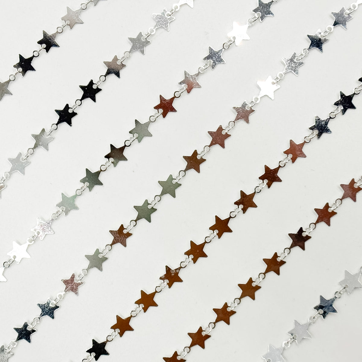 V312SS. 925 Sterling Silver Fancy Star-Link Chain