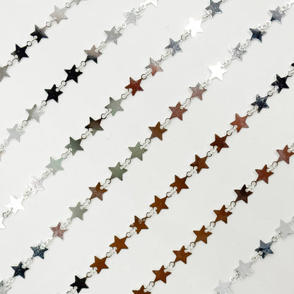 V312SS. 925 Sterling Silver Fancy Star-Link Chain