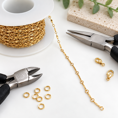 40/36BD-14K. Solid Yellow Gold Dapped Bar Chain