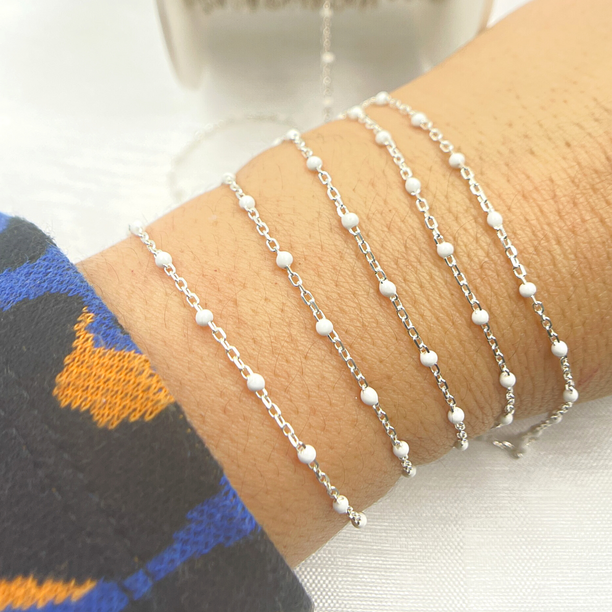 V203ENSS. Sterling Silver Enamel Chains