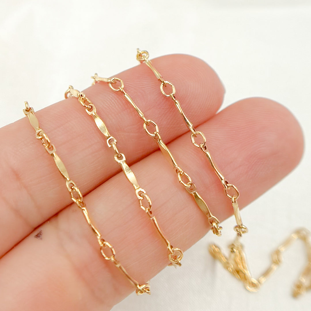 568GF. 14K Gold Filled Dabbed Bar Bulk Link Chain