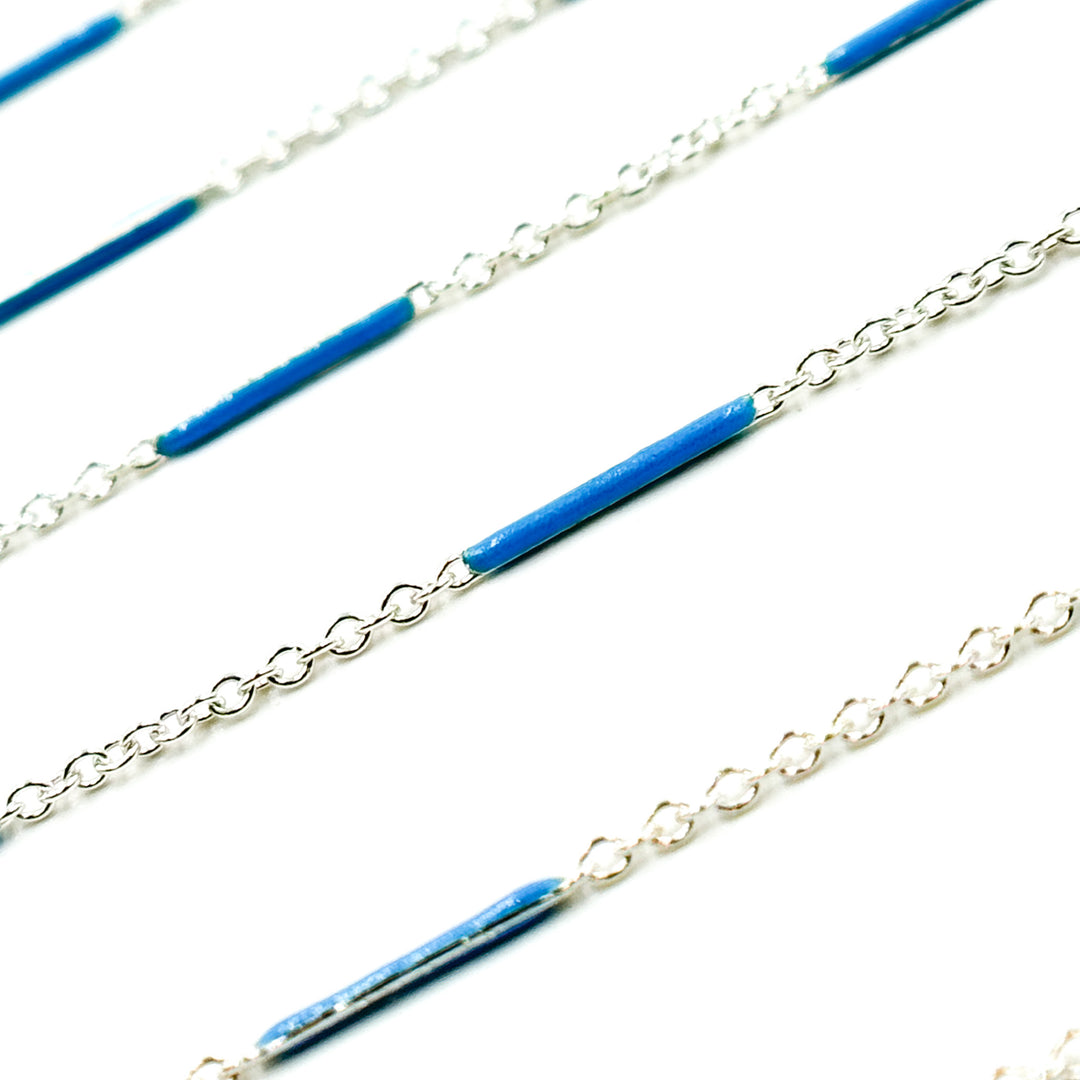 70/7796SS. 925 Sterling Silver Enamel Bar Link Chain
