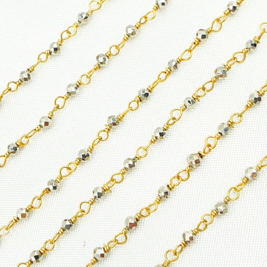 Pyrite Gold Plated Wire Wrap Chain
