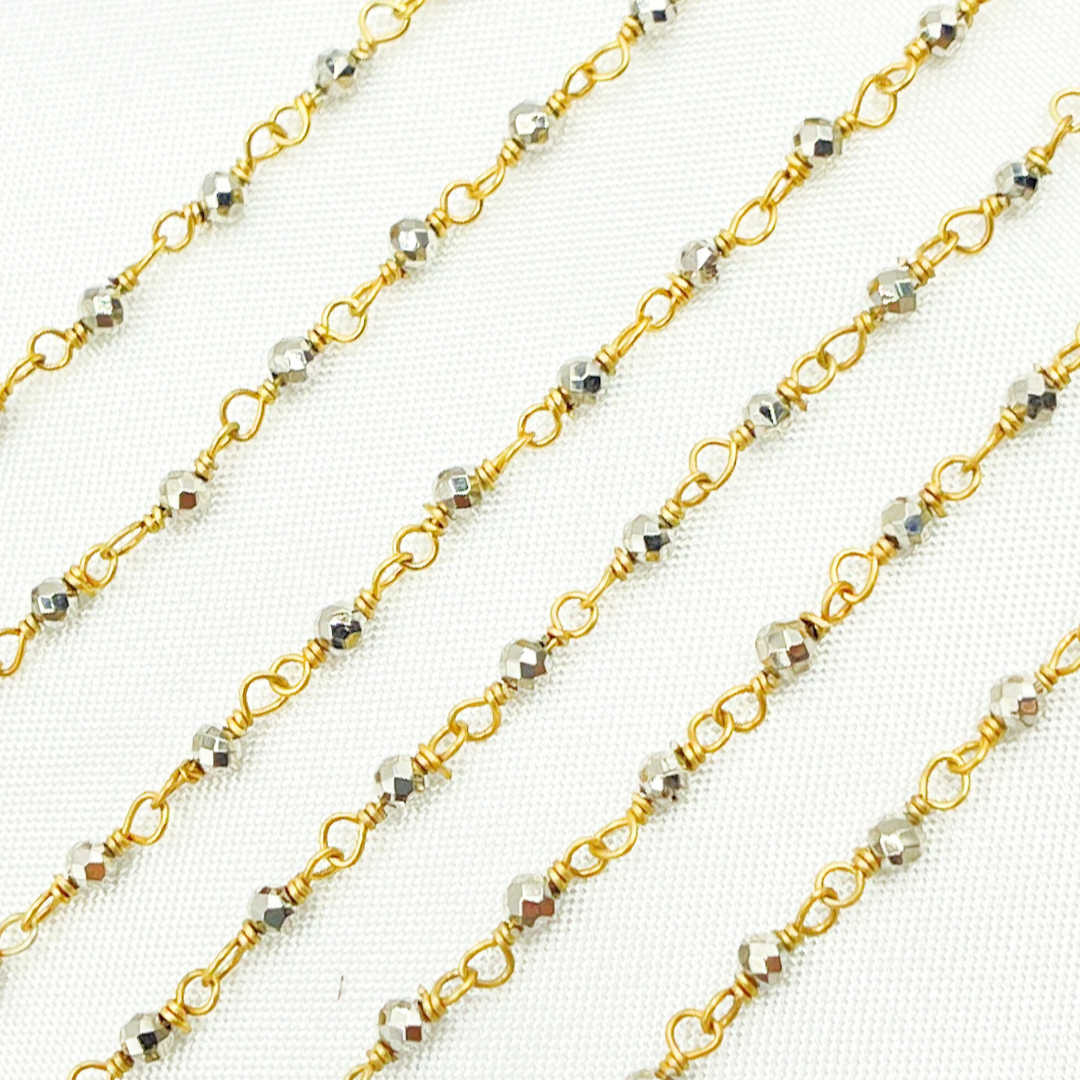 Pyrite Gold Plated Wire Wrap Chain. PYR36