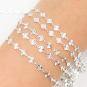 Sterling Silver Hammered Diamond Link Chain