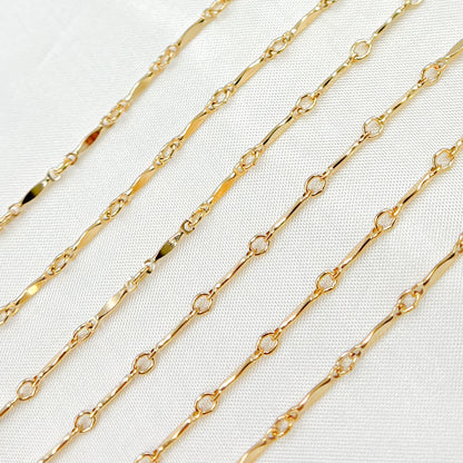 14K Gold Filled Dapped Bar Chain