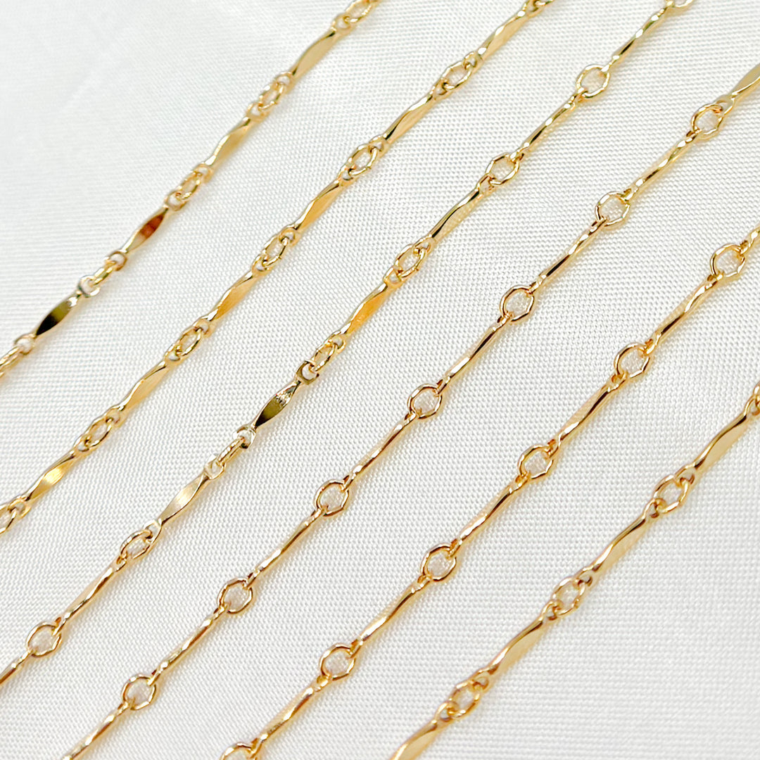 568GF. 14K Gold Filled Dabbed Bar Bulk Link Chain