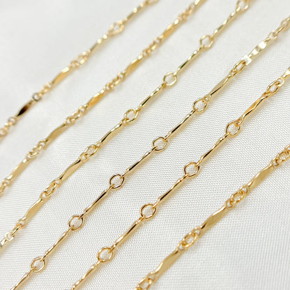 14K Gold Filled Dapped Bar Chain