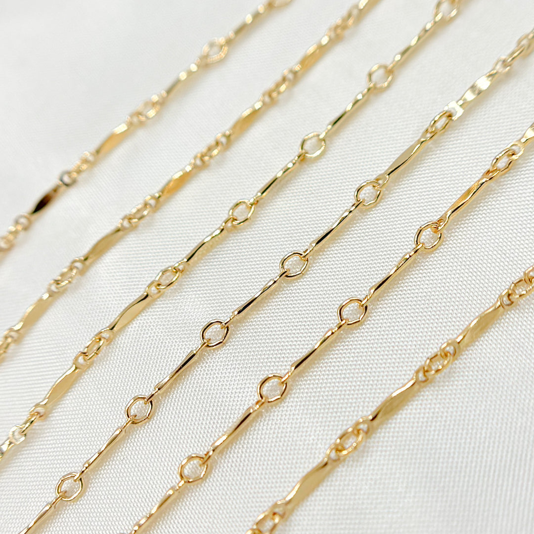 568GF. 14K Gold Filled Dabbed Bar Bulk Link Chain