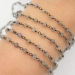 Load image into Gallery viewer, Labradorite Wire Wrap Chain made with Black Rhodium Sterling Silver
