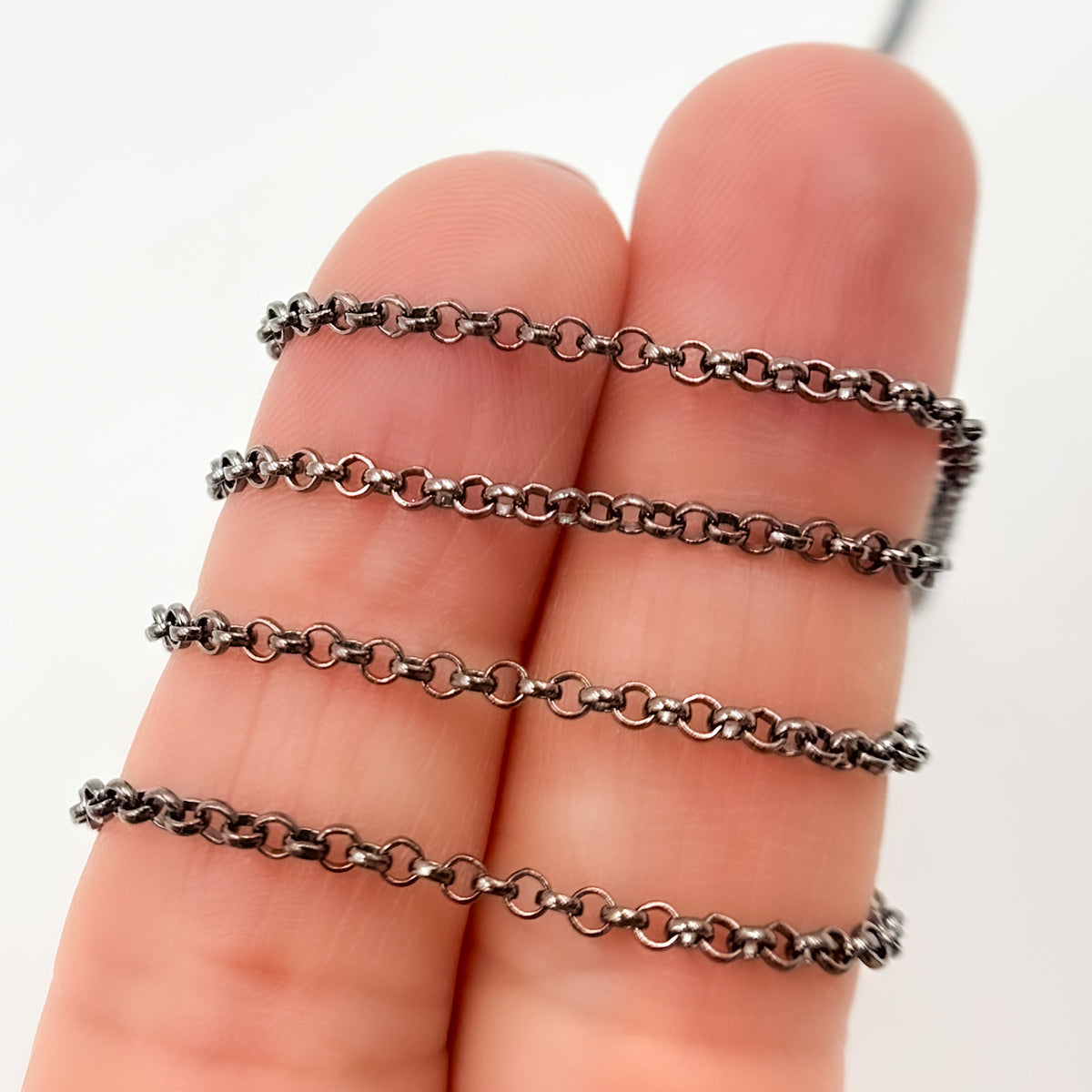 Black Rhodium Sterling Silver Rolo Chain