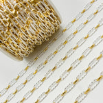 Load image into Gallery viewer, V309TT. Gold Filled and Silver Mixed Link Long and Short Chain - Smooth &amp; Diamond Cut Links