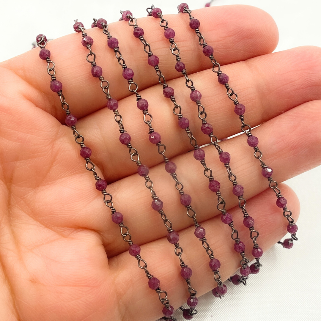 Dyed Ruby Wire Wrap Chain