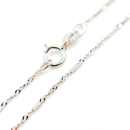 4K White Solid Gold Flat Bar and Singapore Link Necklace