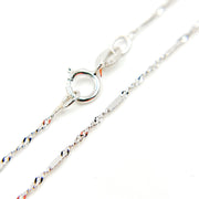 4K White Solid Gold Flat Bar and Singapore Link Necklace
