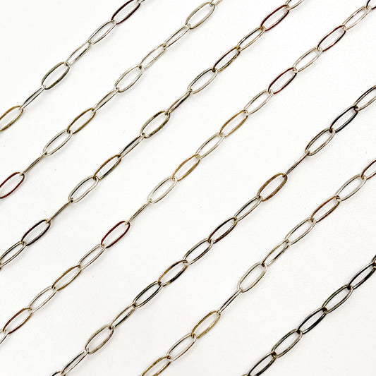 Oxidized Sterling Silver Flat Paperclip Chain