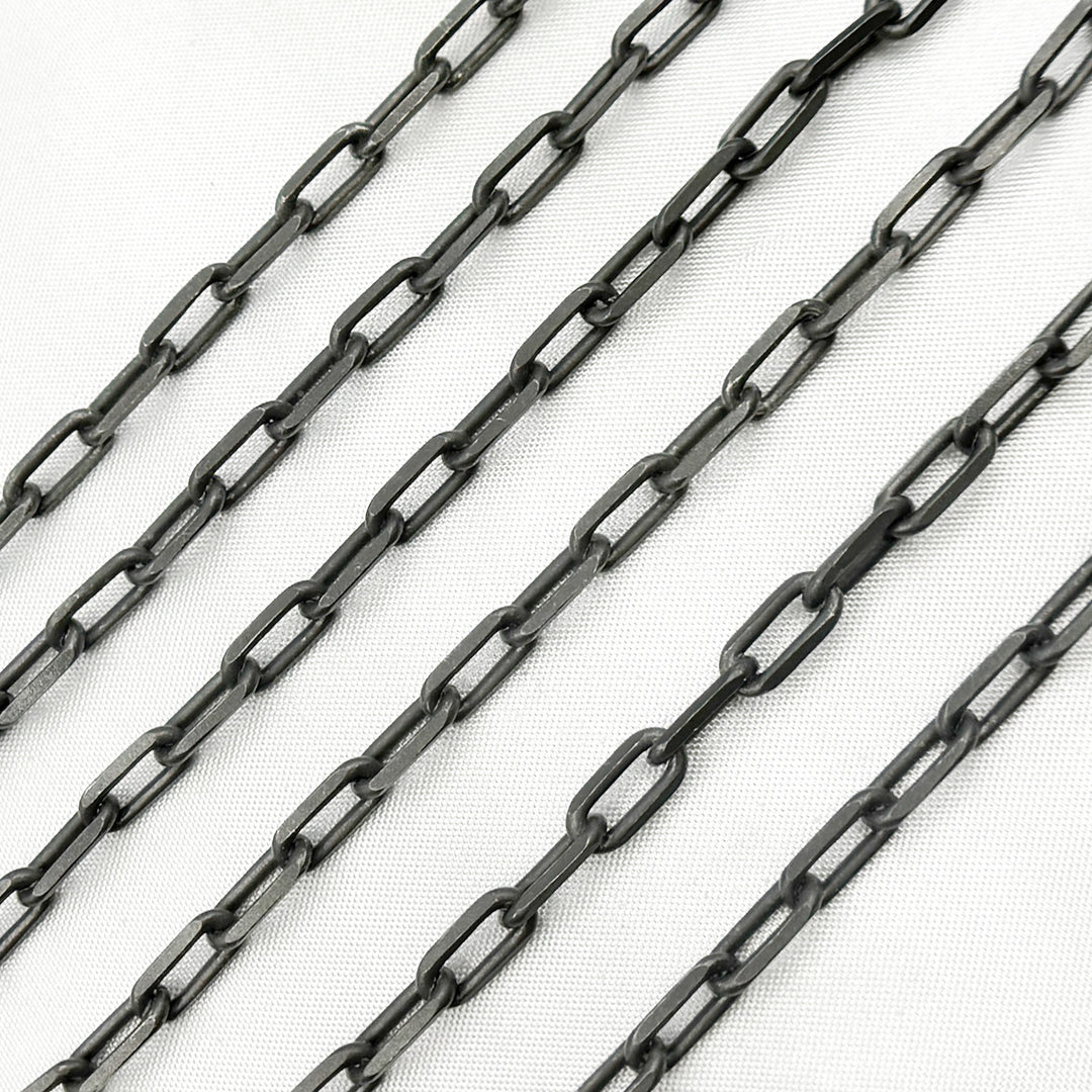 V184BRM. Oxidized 925 Sterling Silver Smooth Paperclip Chain