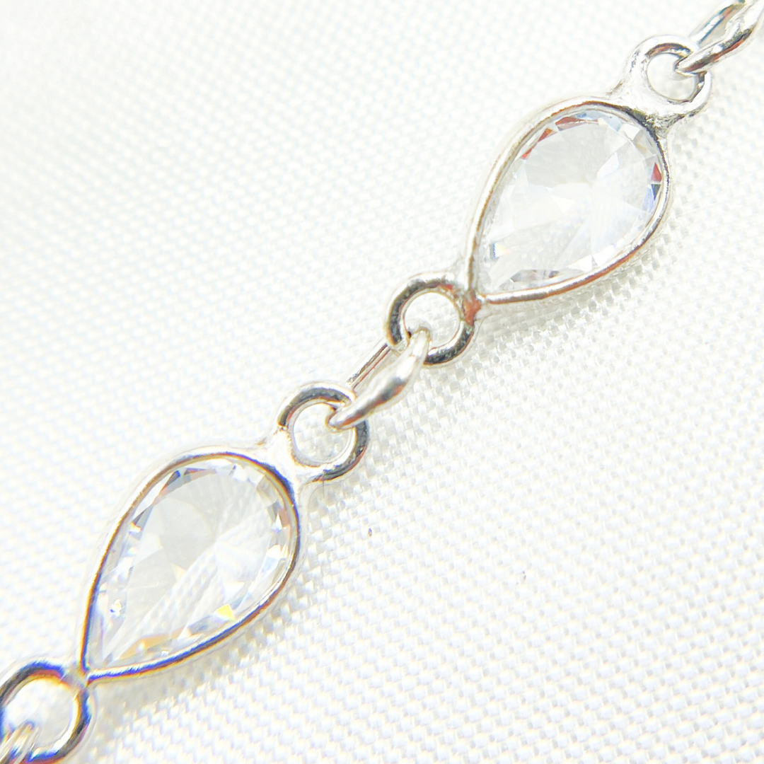 Cubic Zirconia Pear Shape Connected Chain.