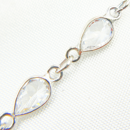 Cubic Zirconia Pear Shape Connected Chain.