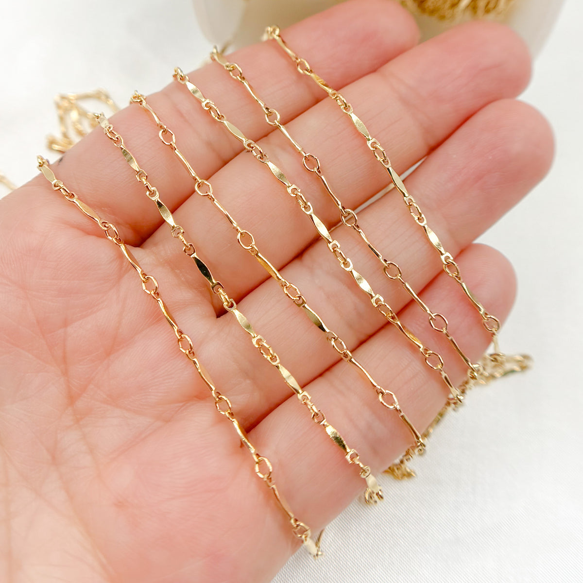 14K Gold Filled Dapped Bar Chain