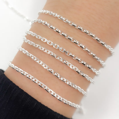 Sterling Silver Diamond Cut Cable Chain