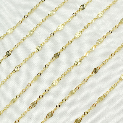 14k Solid Gold Singapore Chain & Diamond Cut Oval Link Chain