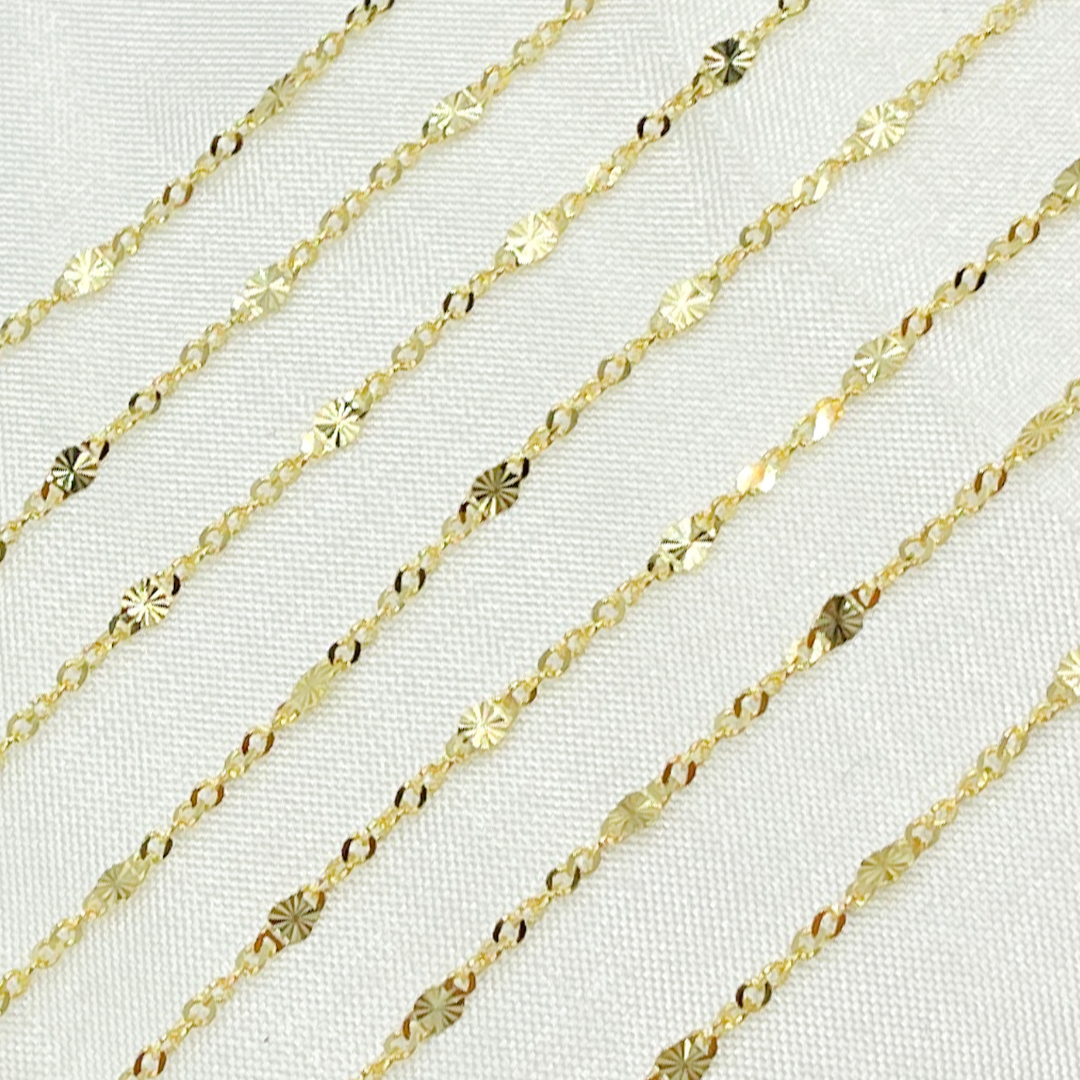 14k Solid Gold Singapore Chain & Diamond Cut Oval Link Chain. 030GNBA36T2byFt