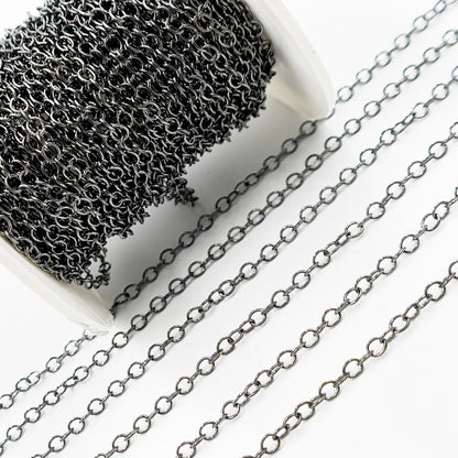 Black Rhodium Sterling Silver Round Link Chain