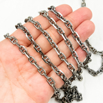 Load image into Gallery viewer, Oxidized 925 Sterling Silver Diamond Cut Marina Link Chain. Y75OX
