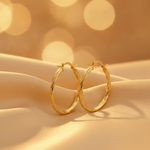 Load image into Gallery viewer, GER60. 14K Solid Gold Engraved Tornado Hollow Hoop Earrings