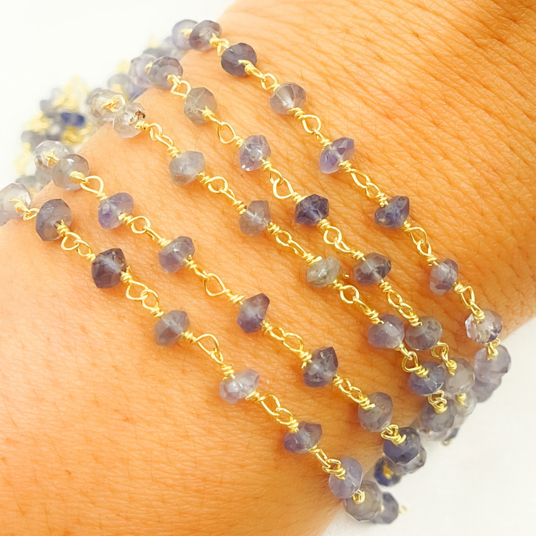 Iolite Gold Plated 925 Sterling Silver Wire Chain.