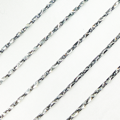 Black Rhodium 925 Sterling Silver Diamond Cut Bars