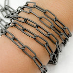 Load image into Gallery viewer, Black Rhodium 925 Sterling Silver Matt Flat Paperclip Chain