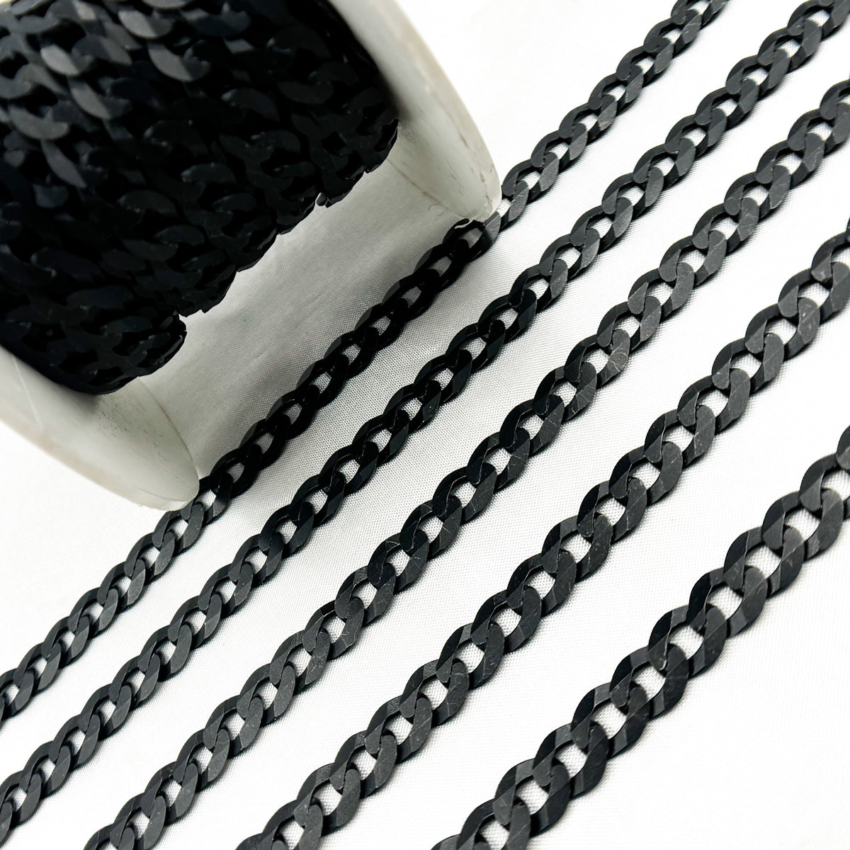 Black Rhodium Matt Sterling Silver Flat Curb Chain