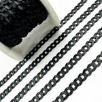 Load image into Gallery viewer, Black Rhodium Matt Sterling Silver Flat Curb Chain
