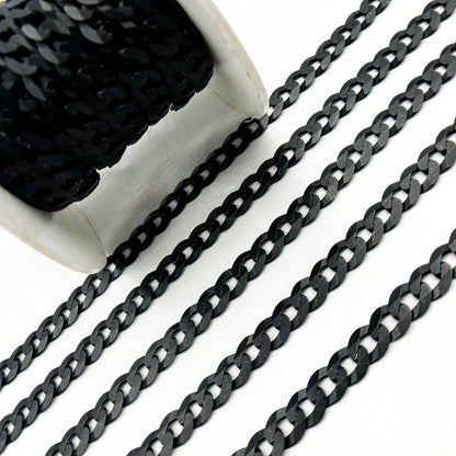 Black Rhodium Matt Sterling Silver Flat Curb Chain