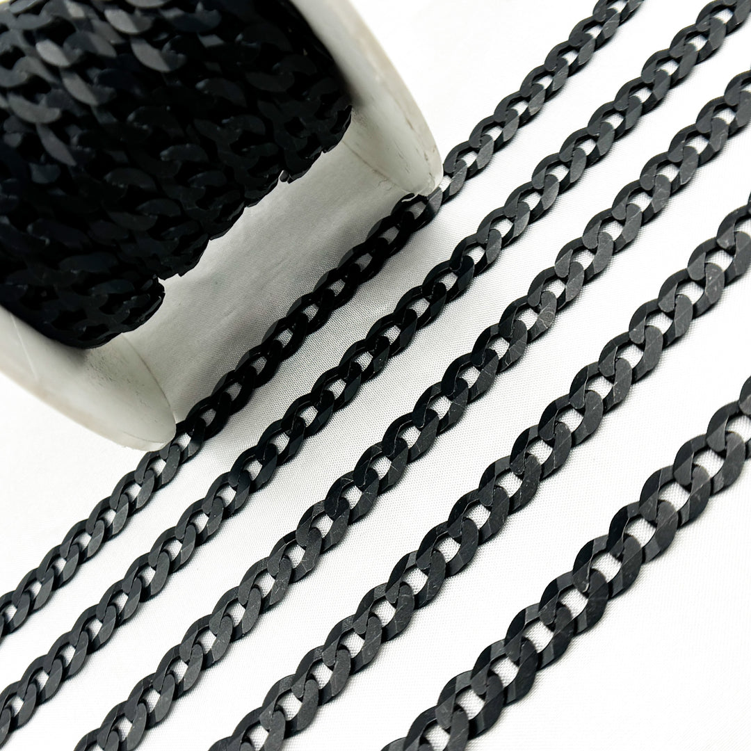 Black Rhodium Matt Sterling Silver Flat Curb Chain