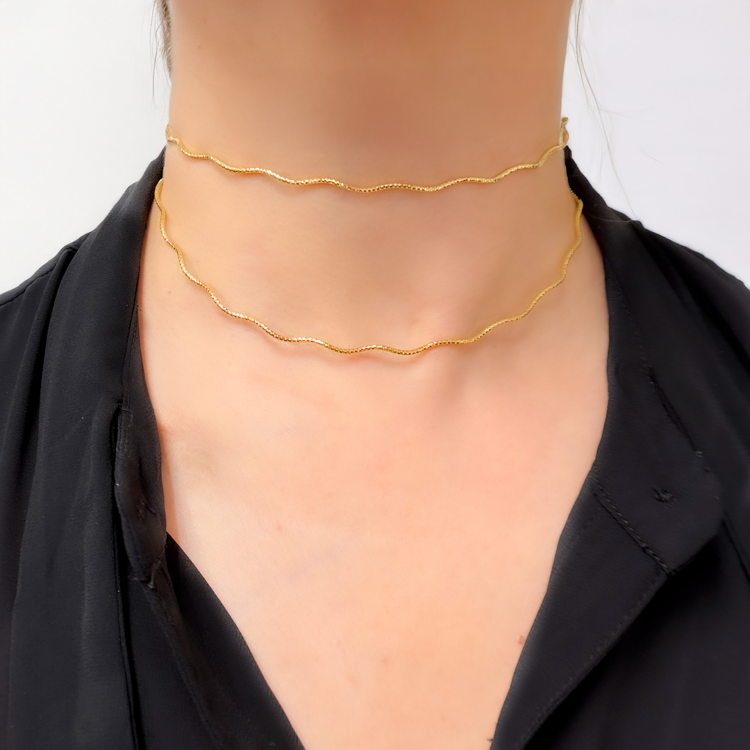 Sterling Silver Gold Plated Snake Omega Necklace