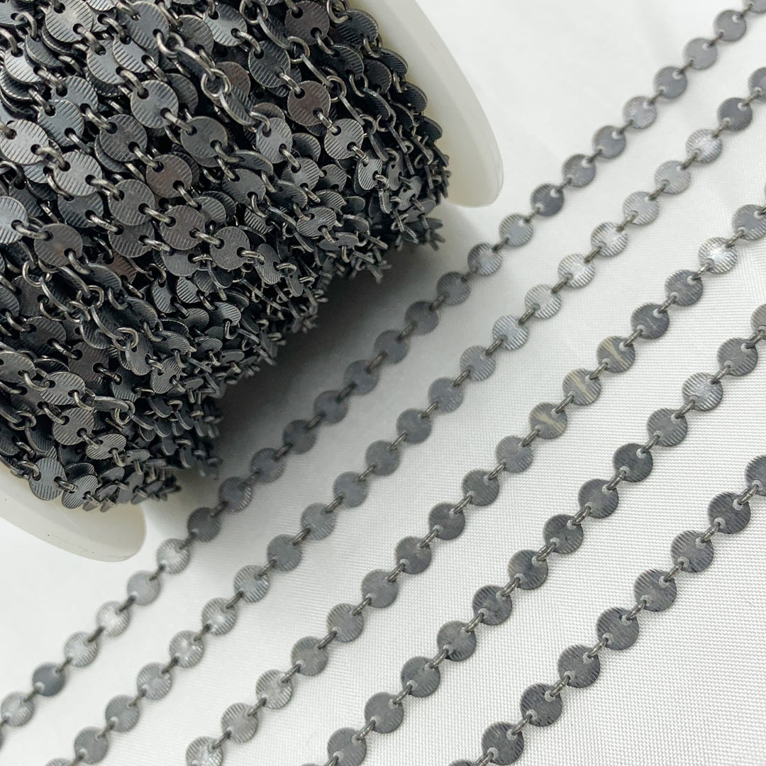 Oxidized 925 Sterling Silver Textured Disc Chain. 957LOX