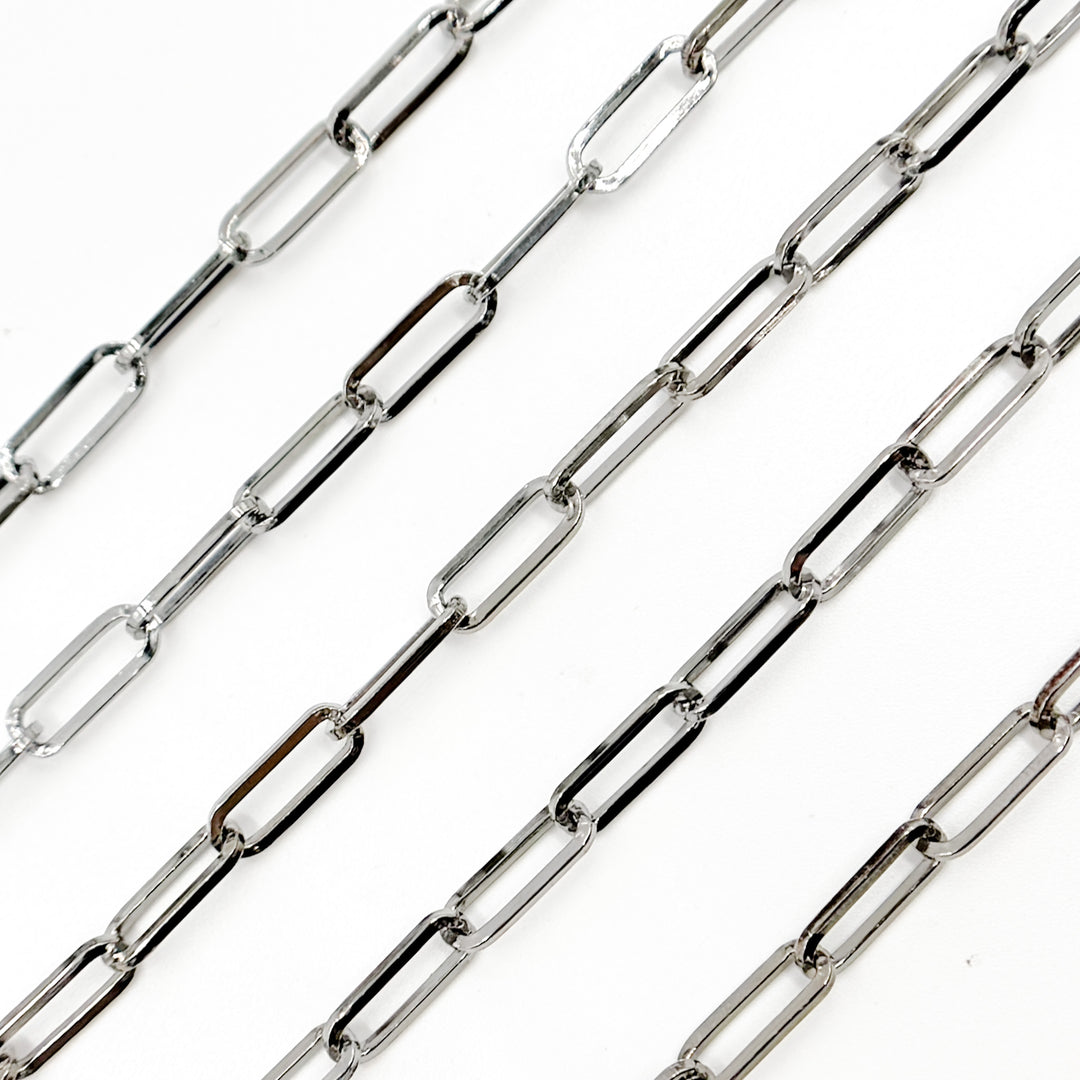 V11BR. Oxidized Sterling Silver Paperclip Chain